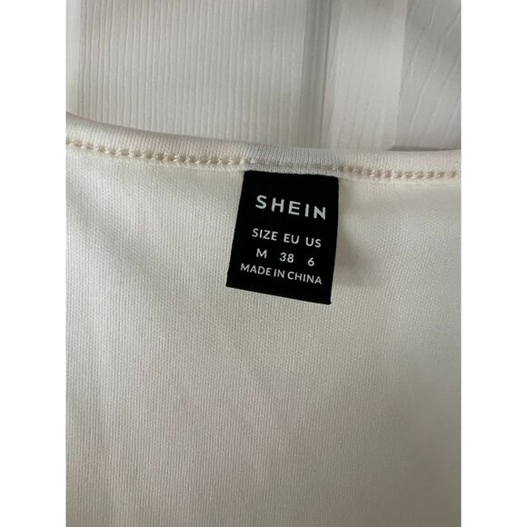 Shein Ivory Cream Textured Sleeveless Dress Medium M Casual Summer Beach Lounge - Picture 3 of 4